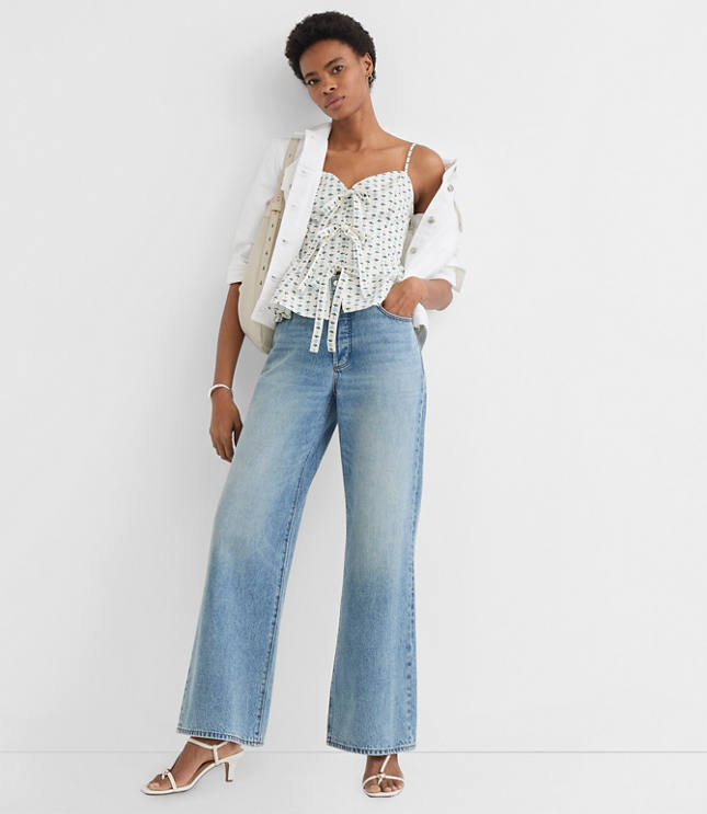 Floral Poplin Bow Peplum Cami