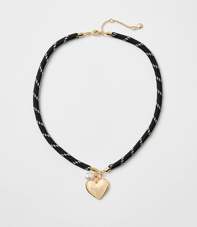 Pearlized Heart Rope Necklace