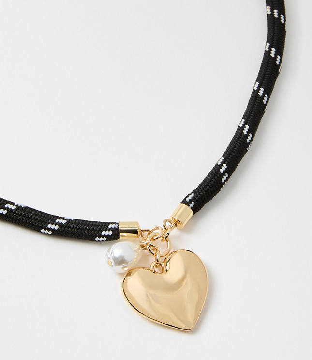 Pearlized Heart Rope Necklace