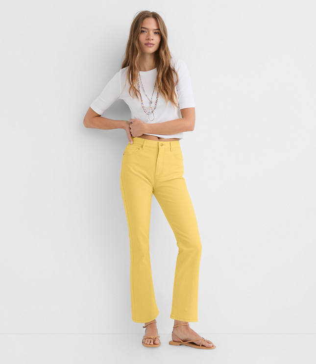 Rivete Petite High Rise Kick Crop Jeans in Daffodil Bloom carousel Product Image 1