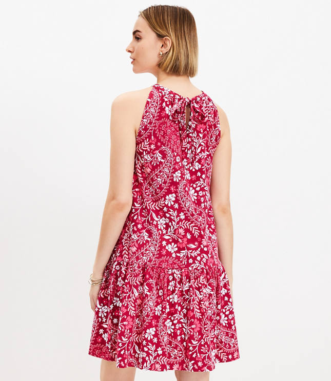 Petite Paisley Flounce Mini Halter Dress