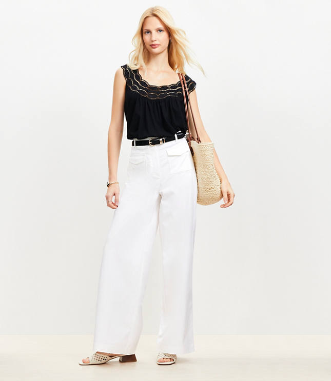 Patch Pocket Wide Leg Pants