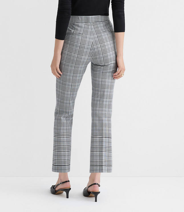 Pintucked Kick Crop Pants Plaid Ponte