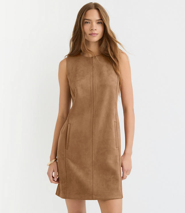 Faux Suede Mini Pocket Dress