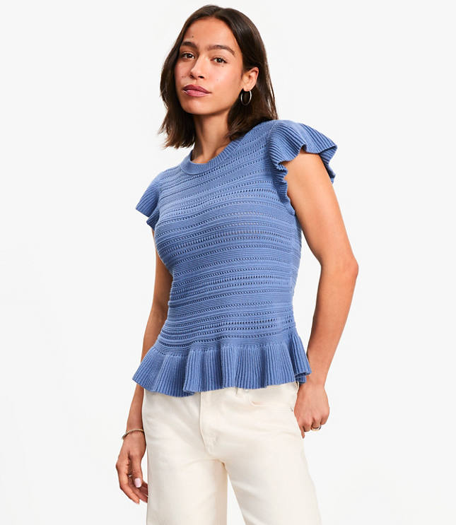 Pointelle Ruffle Sweater