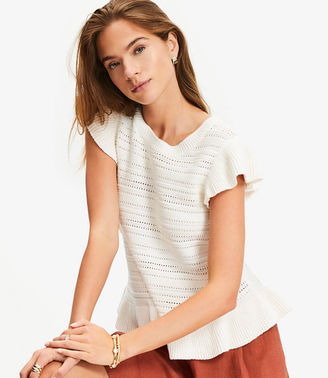 Pointelle Ruffle Sweater