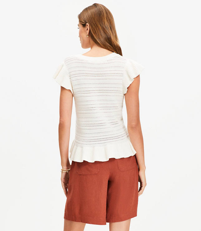 Pointelle Ruffle Sweater