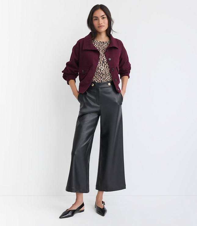パンツ sheller   leather like wrap culottes leather like wrap culottes – shéller / シェリエ