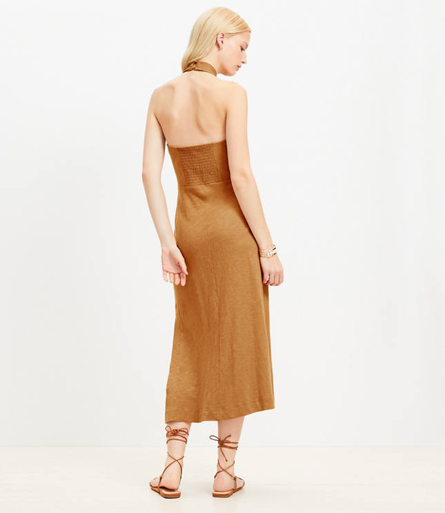 Knotted Keyhole Midi Halter Dress