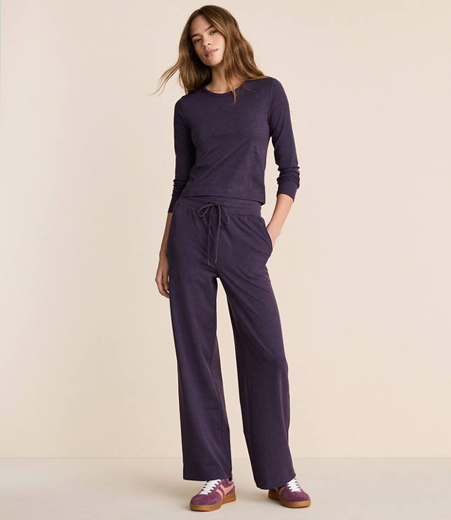 Lou & Grey Heathered Brushedsoft Slim Wide Leg Pants