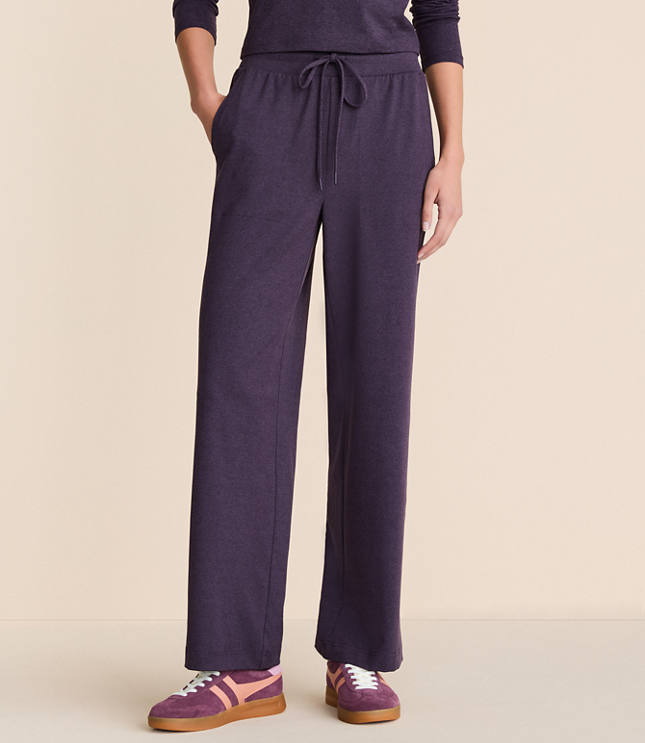 Lou & Grey Heathered Brushedsoft Slim Wide Leg Pants