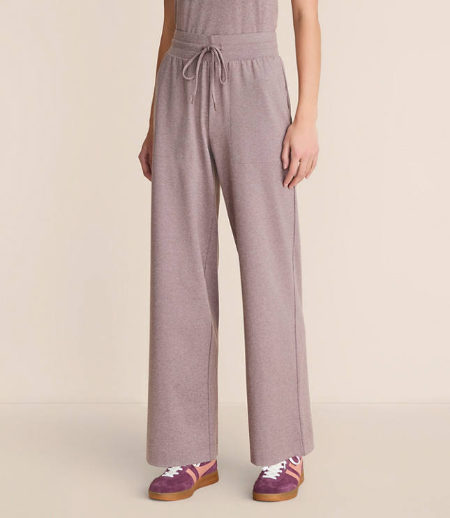 Lou & Grey Heathered Brushedsoft Slim Wide Leg Pants