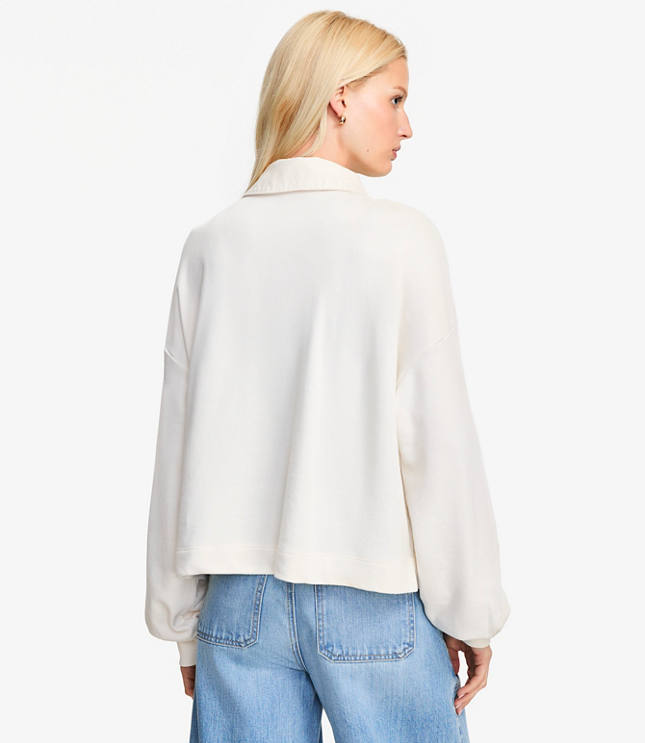 Mixed Media Polo Sweatshirt