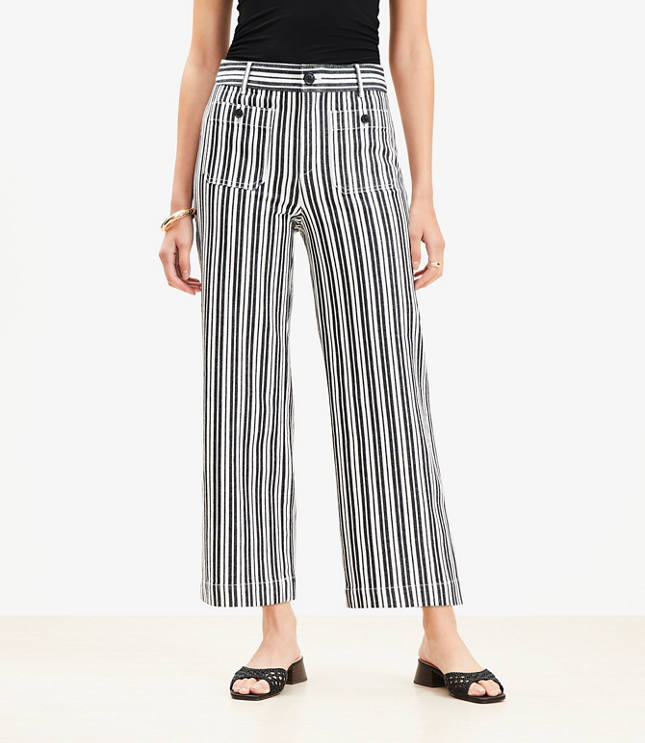 Petite Palmer Wide Leg Crop Pants Stripe