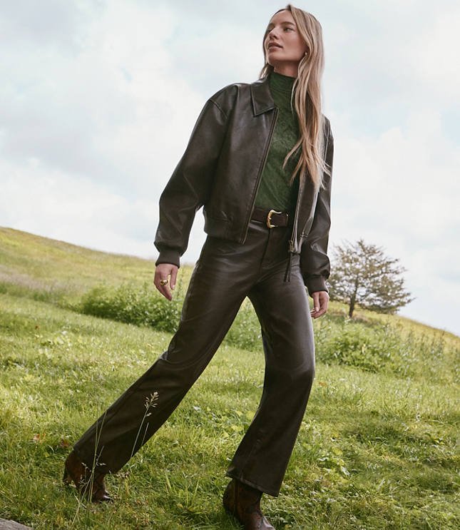 Five Pocket Straight Pants in Faux Leather