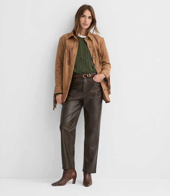 Five Pocket Straight Pants in Faux Leather