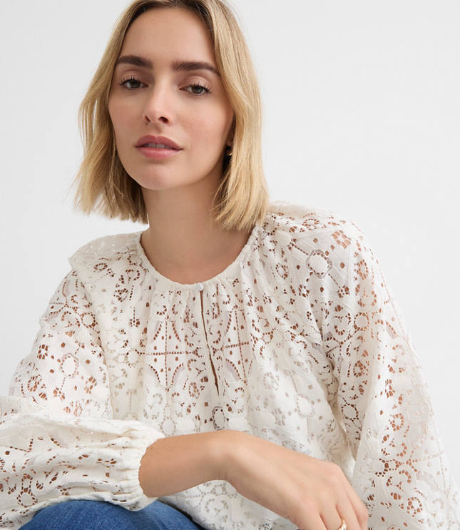 Lace Split Neck Blouse