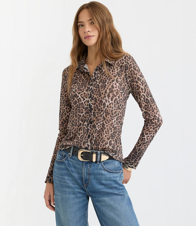 Leopard Print Mesh Shirt