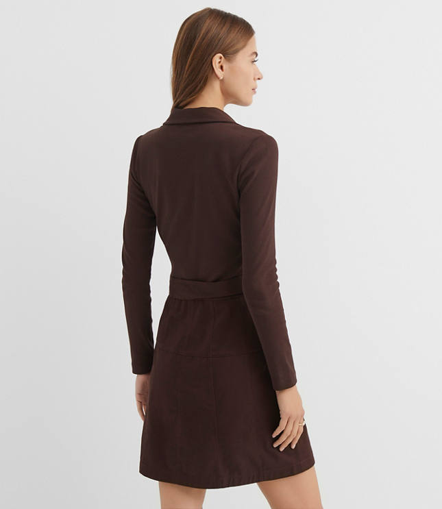 Belted Mixed Media Flare Dress