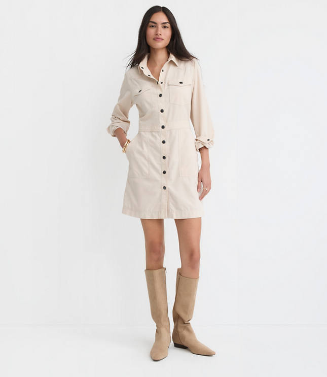Corduroy Mini Pocket Shirtdress