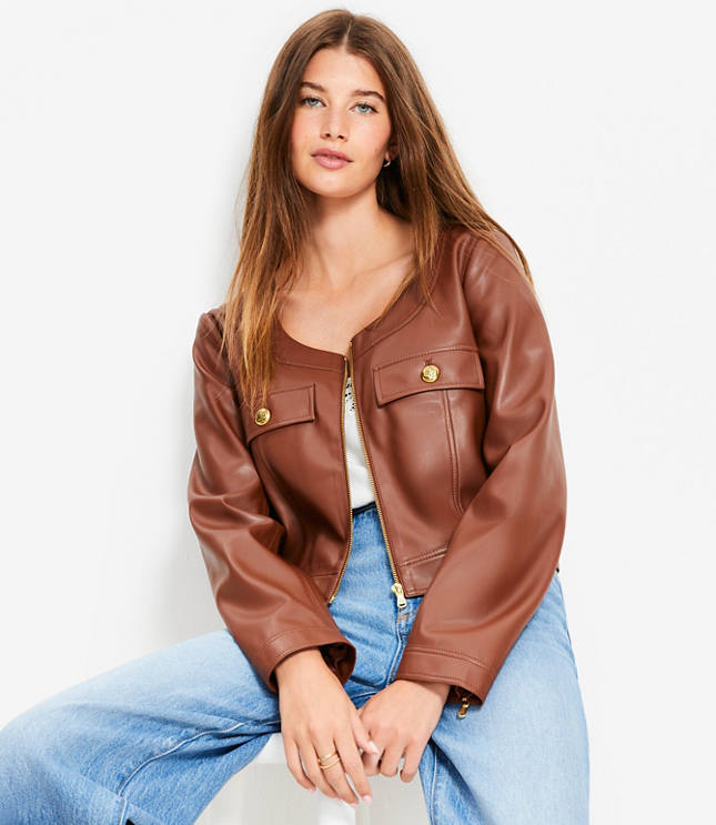 Faux Leather Zip Jacket