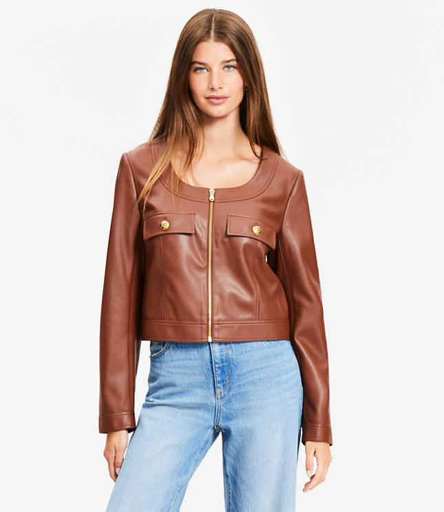 Faux Leather Zip Jacket