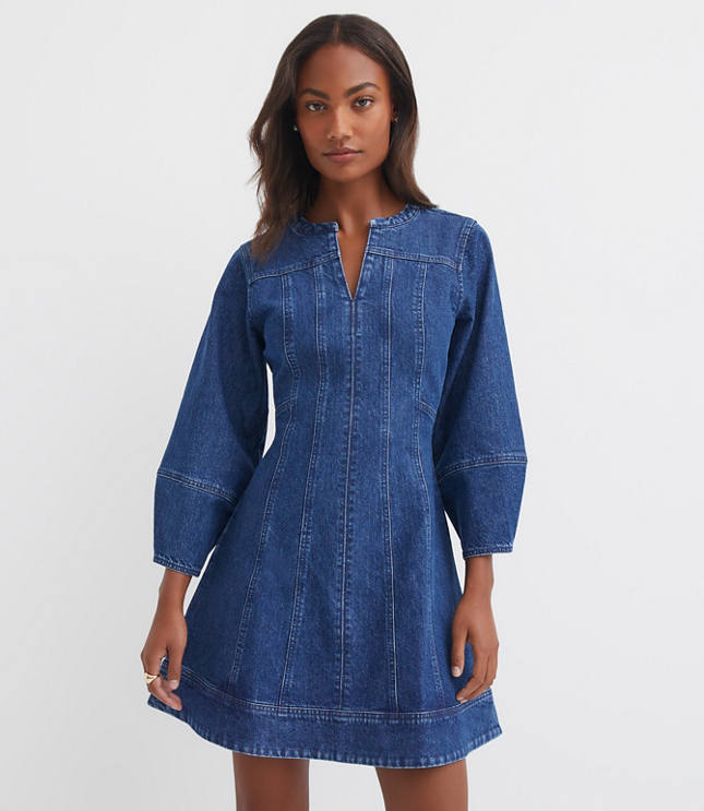 Denim Barrel Sleeve Mini Dress