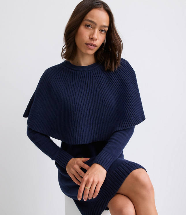 Cape Mini Sweater Dress