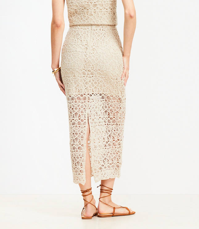 Petite Scalloped Crochet Midi Skirt