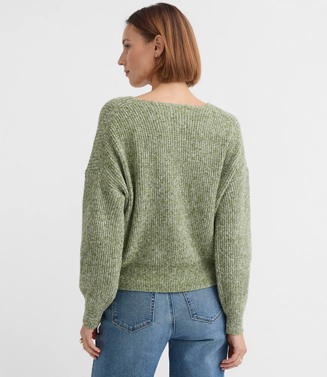 Angled Ribbed V-Neck Sweater