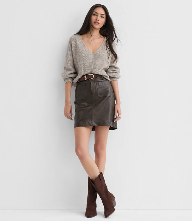 Angled Ribbed V-Neck Sweater