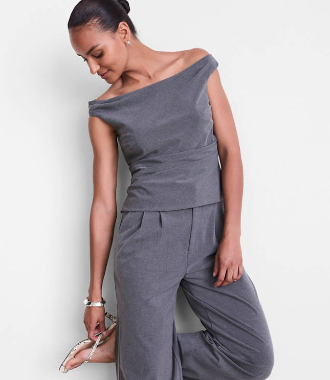 LOFT Versa Seasonless Stretch Off The Shoulder Top in Heather
