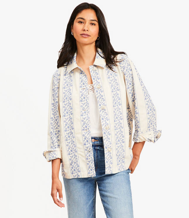 Floral Striped Chore Jacket