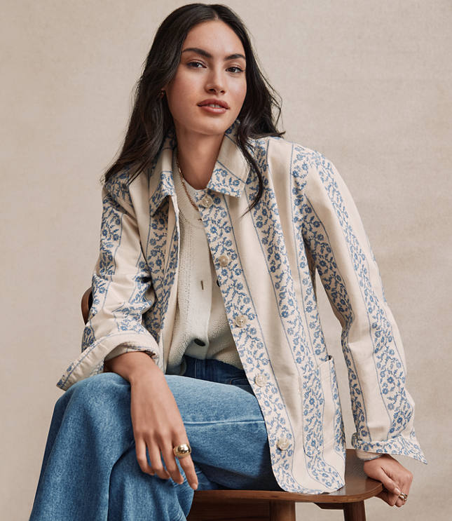 Floral Striped Chore Jacket