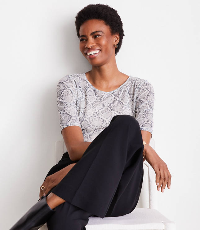 LOFT Versa Snake Print Mesh Elbow Sleeve Tee