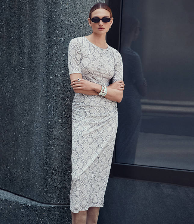 LOFT Versa Snake Print Mesh Elbow Sleeve Tee