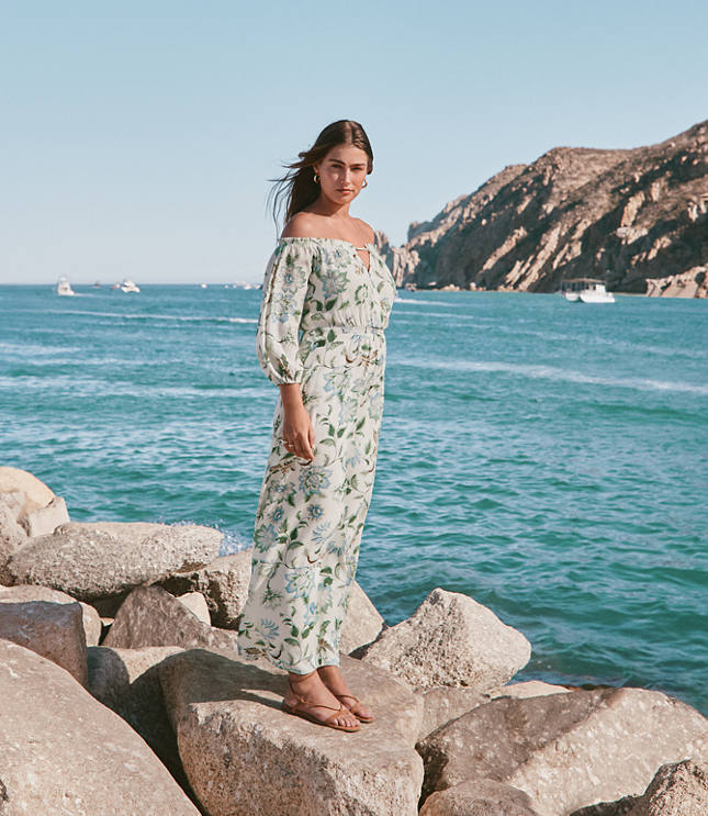 Loft Petite Floral Off The Shoulder Maxi Dress