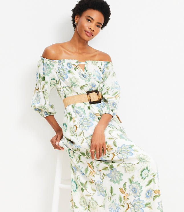 Petite Floral Off The Shoulder Maxi Dress