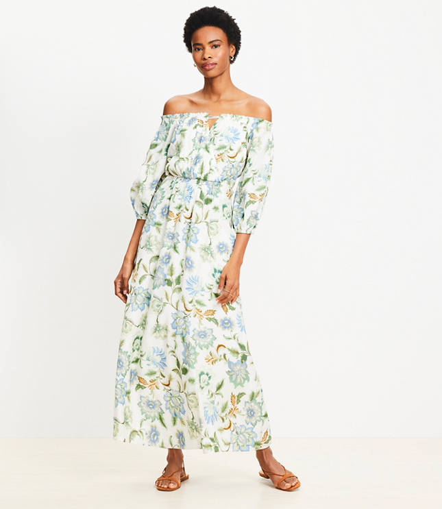 Petite Floral Off The Shoulder Maxi Dress