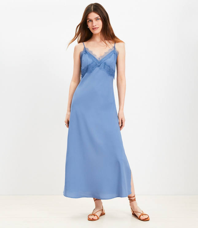 Petite Lace Trim Midi Slip Dress