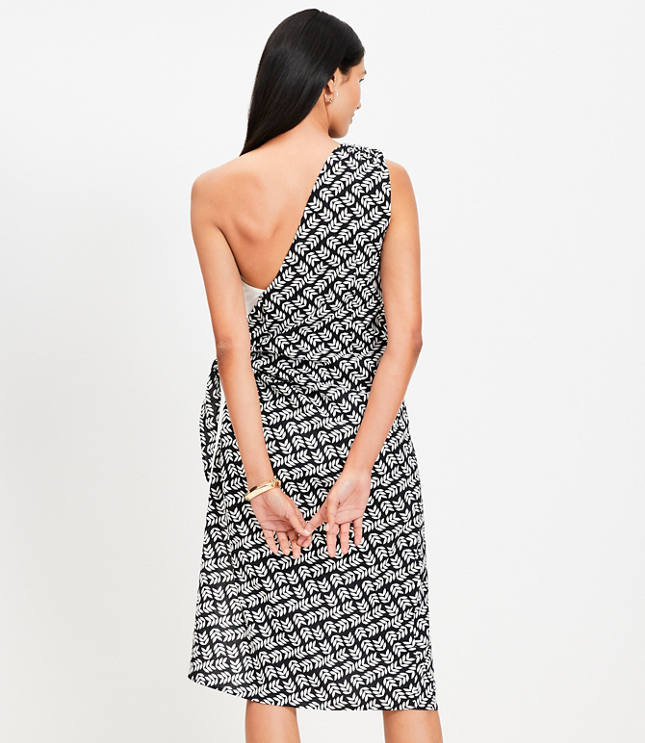 LOFT Beach Leafed One Shoulder Sarong Dress