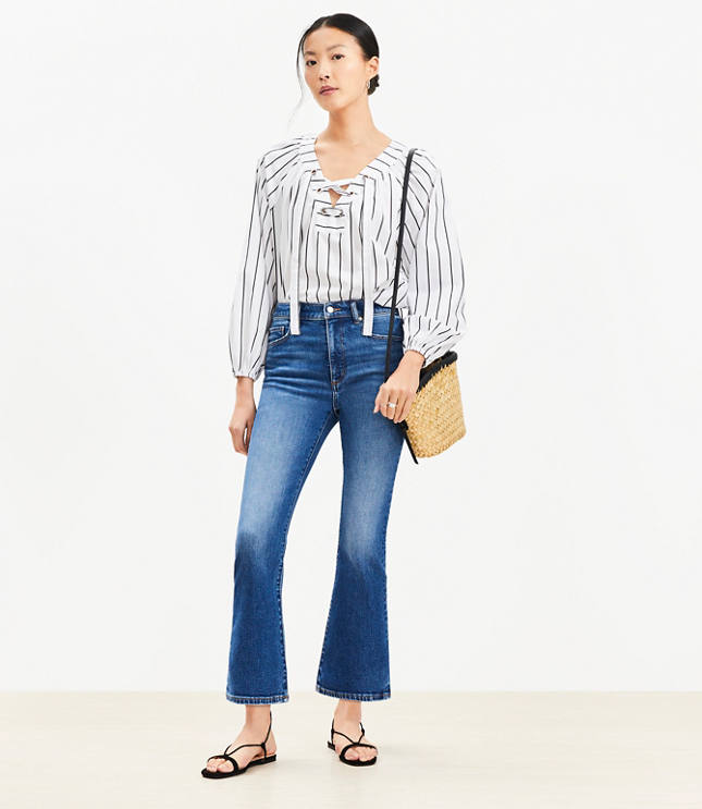 Petite High Rise Kick Crop Jeans in Bright Medium Stone Wash