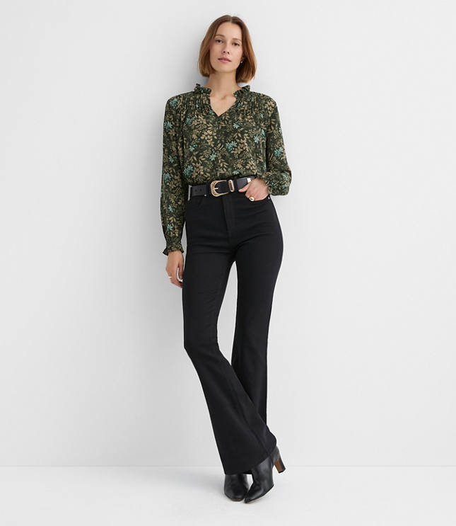 High Rise Slim Flare Jeans in Jet Black Wash