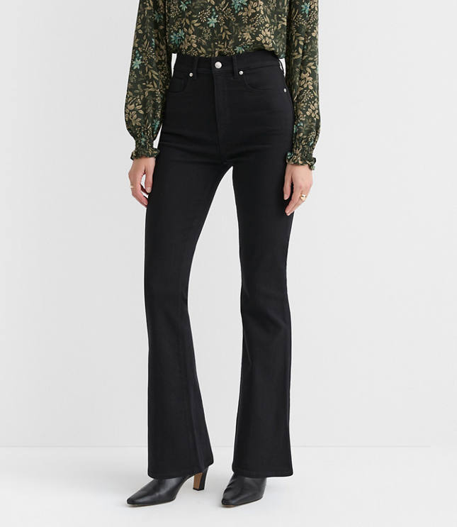 High Rise Slim Flare Jeans in Jet Black Wash