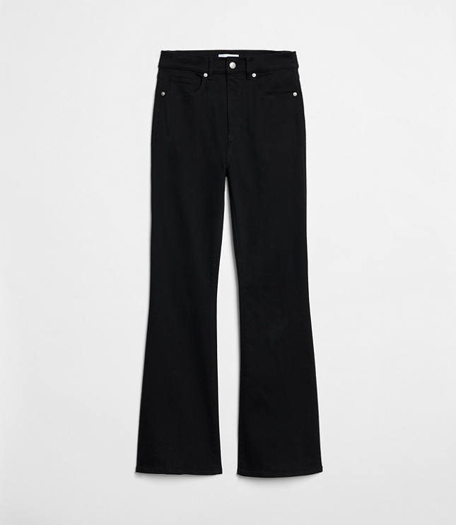 High Rise Slim Flare Jeans in Jet Black Wash