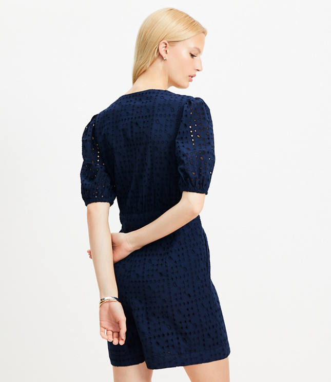 Eyelet Puff Sleeve Romper