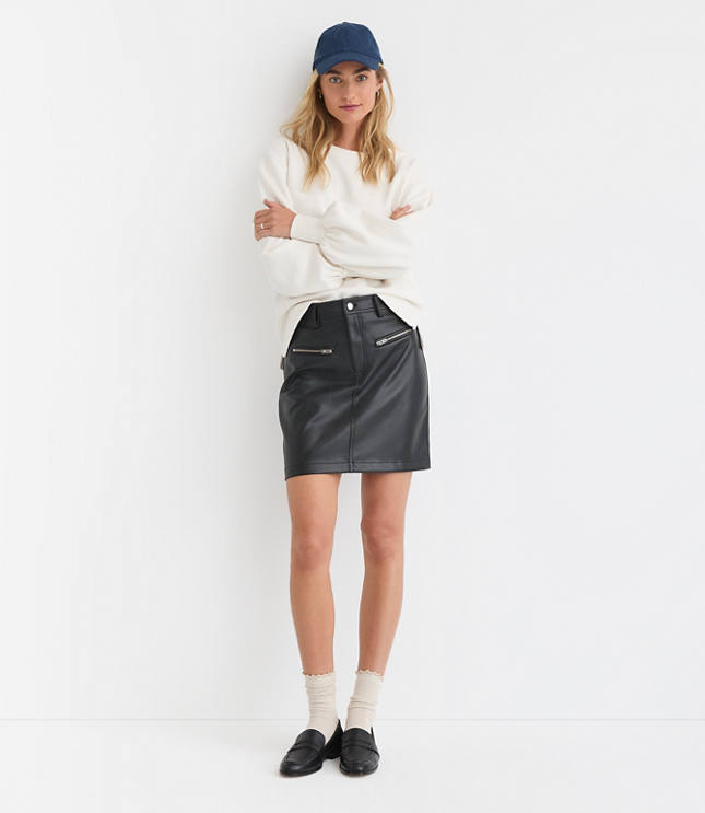 Faux Leather Moto Mini Skirt