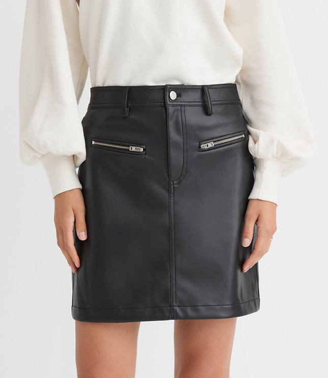 Faux Leather Moto Mini Skirt