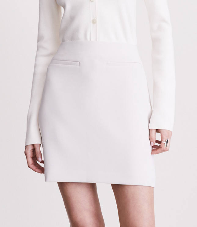 Petite LOFT Versa Crepe Drape Welt Pocket Mini Skirt