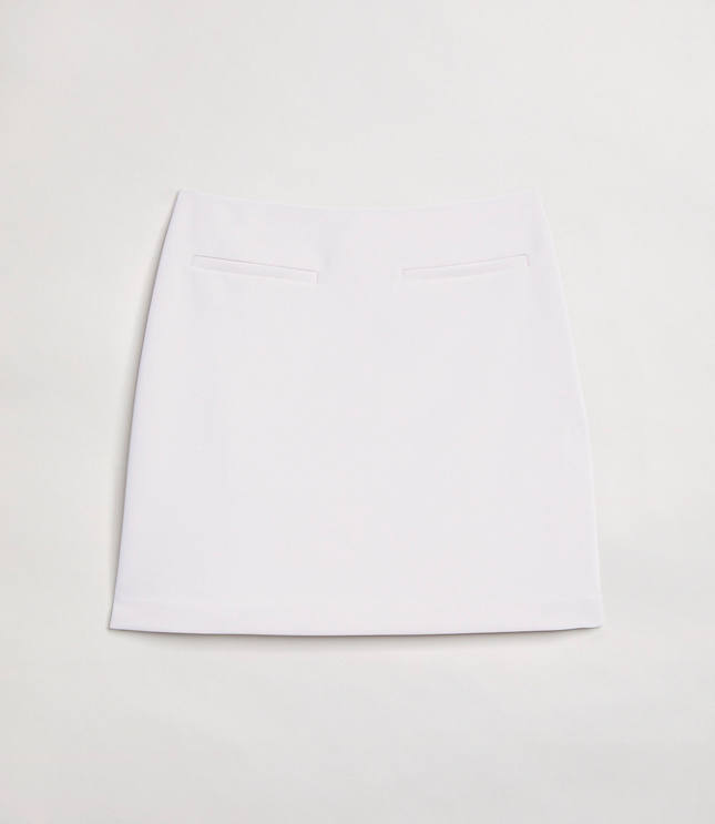 Petite LOFT Versa Crepe Drape Welt Pocket Mini Skirt